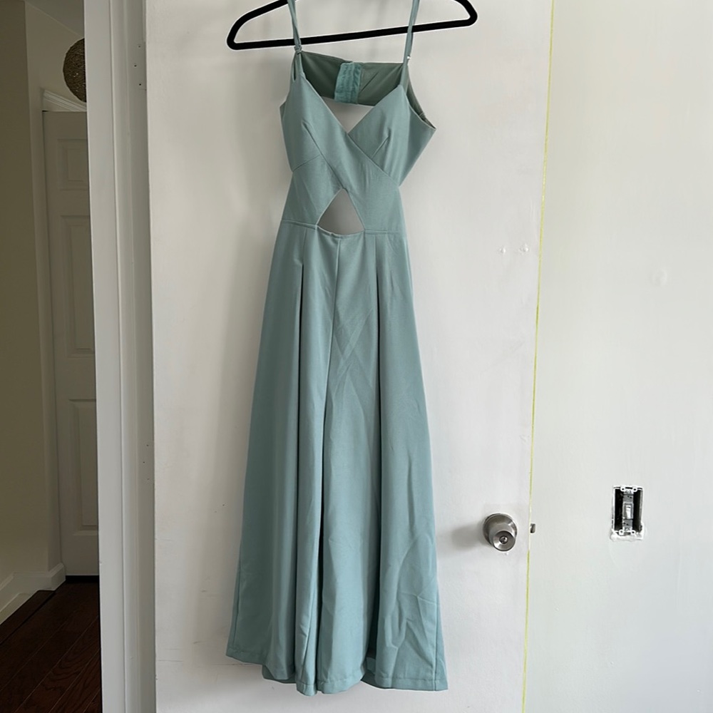 Turquoise blue jumpsuit number